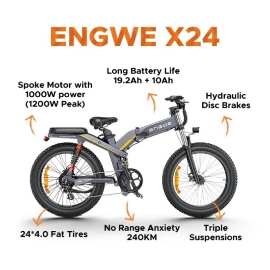 ENGWE X24 1000W 19.2+10AH ELEKTRINIS DVIRATIS