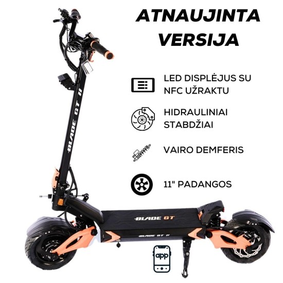 TEVERUN BLADE GT II 60V 26Ah elektrinis paspirtukas | ATNAUJINTA Versija 2025 | Integruotas NFC ekranėlyje