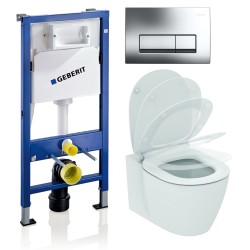 WC rėmo komplektas Geberit, Duofix Basic, su Ideal Standard Connect Aquablade ir soft -close dangčiu