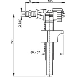 WC prileidimo mechanizmas AlcaPlast, šoninio pajungimo 3/8