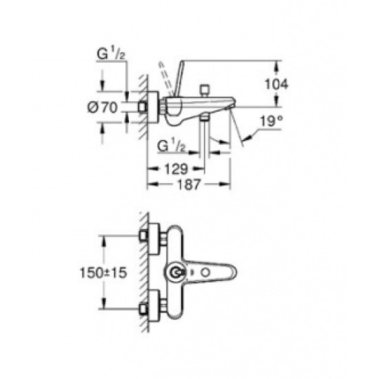Vonios maišytuvas GROHE Eurodisc Joystick, Baltas