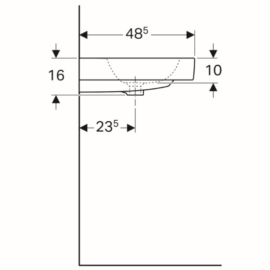 Praustuvas Geberit, iCon, 120x48.5 cm, dvigubas