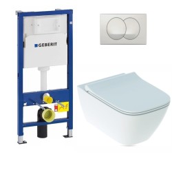 WC rėmo komplektas Geberit, Duofix Basic Delta 20, su WC Smyle Square ir Sandwich soft-close dangčiu