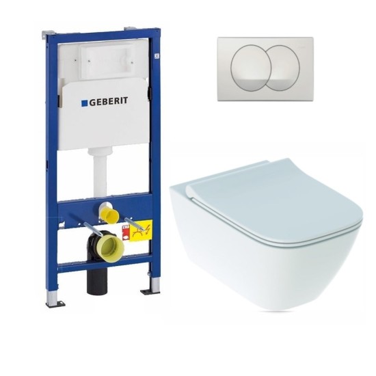 WC rėmo komplektas Geberit, Duofix Basic Delta 20, su WC Smyle Square ir Sandwich soft-close dangčiu