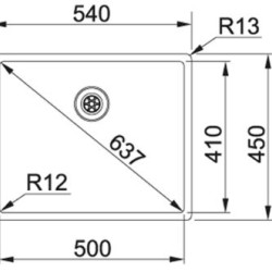 Nerūdijančio plieno plautuvė Franke Box, BXX 210/110-50, rankinis ventilis
