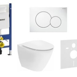 WC rėmo komplektas Geberit, Duofix Sigma, su Ifo Inspira Art Rimfree, soft close dangčiu ir baltu klavišu