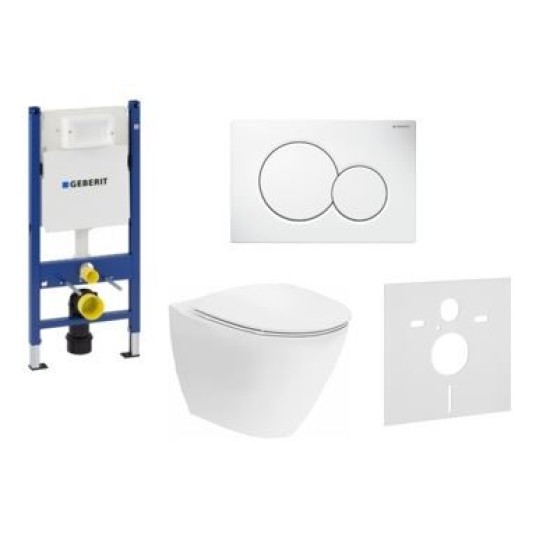 WC rėmo komplektas Geberit, Duofix Sigma, su Ifo Inspira Art Rimfree, soft close dangčiu ir baltu klavišu