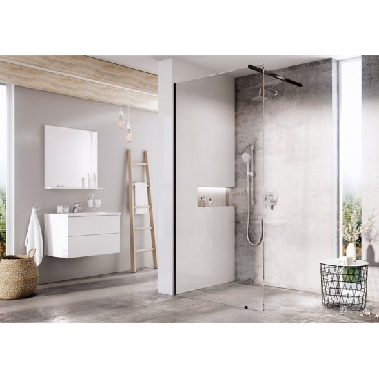 Dušo kabina Ravak Walk-in Wall, 70x200 juoda+Transparent
