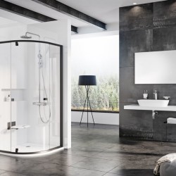 Pusapvalė dušo kabina Ravak Pivot, PSKK3-90, juoda+Transparent