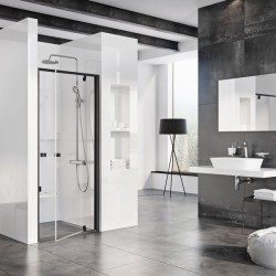 Varstomos dušo durys Ravak Pivot, PDOP1-80, juoda+Transparent