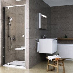 Varstomos dušo durys Ravak Pivot, PDOP1-90, satinas+stiklas Transparent