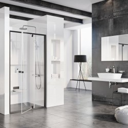Varstomos dušo durys Ravak Pivot, PDOP2-120, juoda+Transparent