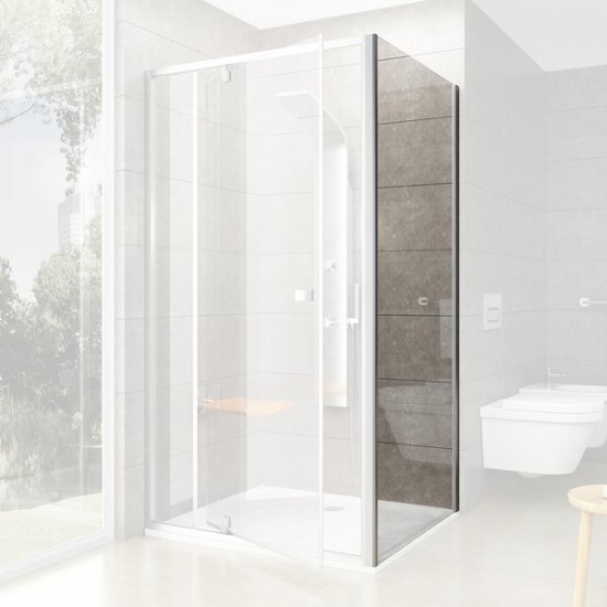 Stacionari sienelė Ravak Pivot, PPS-80, satinas+stiklas Transparent