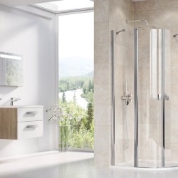 Pusapvalė dušo kabina Ravak Chrome, CSKK4-90 blizgi+Transparent