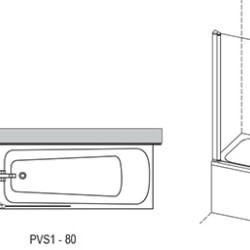 Stacionari vonios sienelė Ravak Pivot, PVS1 80 balta+stiklas Transparent