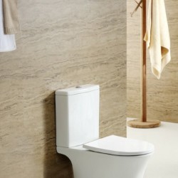 Pastatomas WC SAT, Brevis Rimfree, su lėtai nusileidžiančiu dangčiu