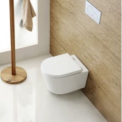 Pakabinamas WC SAT, Brevis Rimfree, su lėtai nusileidžiančiu dangčiu