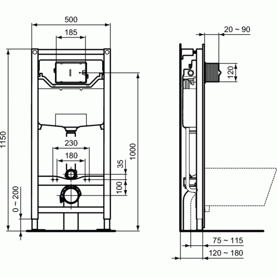 WC rėmas Ideal Standard Prosys, 120M 6/3 L