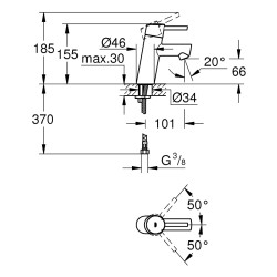 Praustuvo maišytuvas GROHE Concetto, Chromas S-dydis