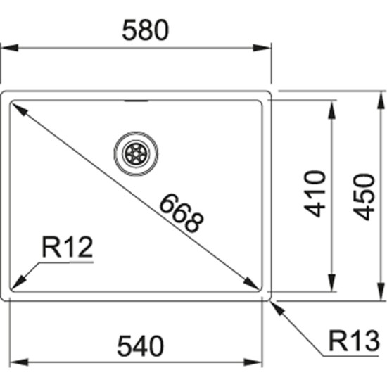 Nerūdijančio plieno plautuvė Franke Box, BXX 210/110-54, rankinis ventilis