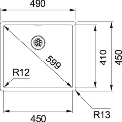 Nerūdijančio plieno plautuvė Franke Box, BXX 210/110-45, ekscentrinis ventilis