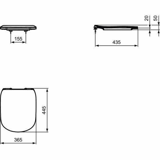 Dangtis WC Ideal Standard Tesi, Thin, lėtai nusileidžiantis