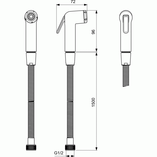 Bidetės galvute Ideal Standard, su metaline 1500 mm žarnele