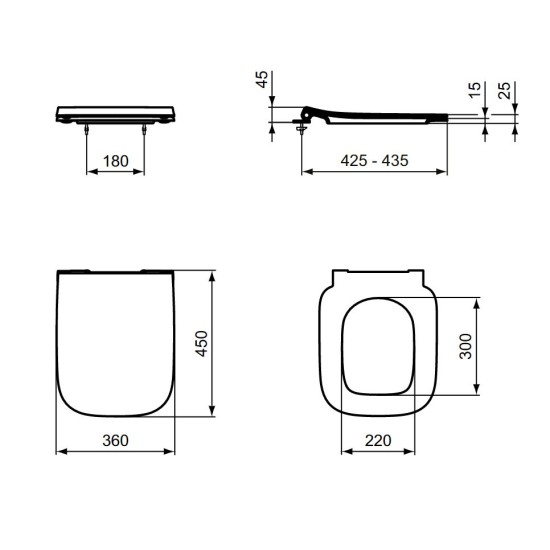 Dangtis WC Ideal Standard i.life B, Soft Close, plonas Sandwich