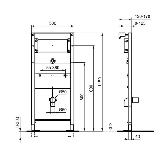 Pisuaro rėmas Ideal Standard Prosys, Universal