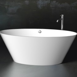 Akmens masės vonia Aura Beira 2 balta, 186x78 cm, su persipylimu