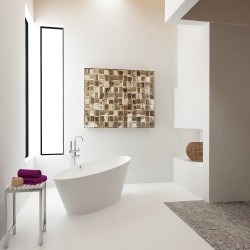 Akmens masės vonia Aura Carmenta balta, 184x76 cm, su persipylimu