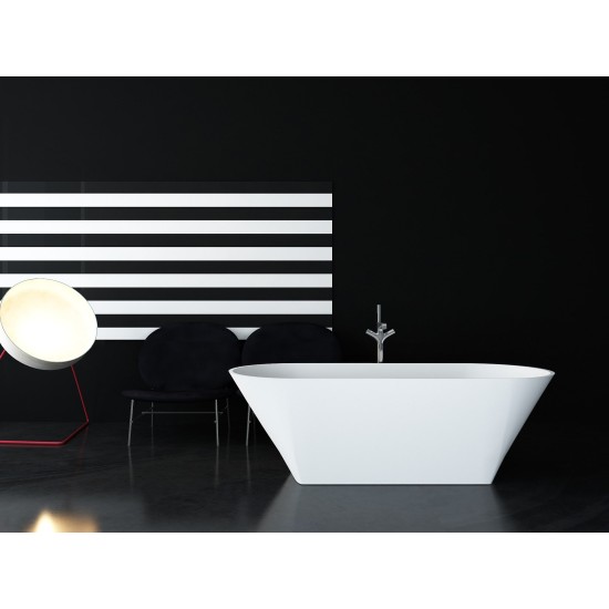 Akmens masės vonia Aura Ornea 3 balta, 171x76 cm, be persipylimo