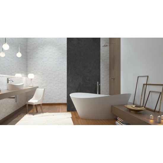 Akmens masės vonia Aura Iside balta, 186x78 cm, be persipylimo
