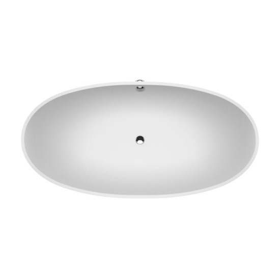Akmens masės vonia Aura Estia balta, 184x90 cm, su persipylimu