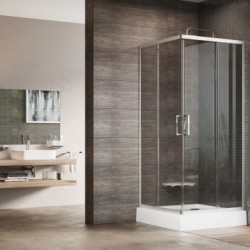 Kvadratinė dušo kabina X-Point, XU2RV2-90 blizgi+Transparent