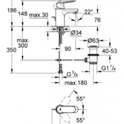 Praustuvo maišytuvas GROHE Eurosmart Cosmopolitan, Chromas, EcoJoy