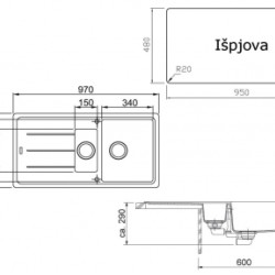 Granitinė plautuvė Franke Basis, BFG 651, Steingrau