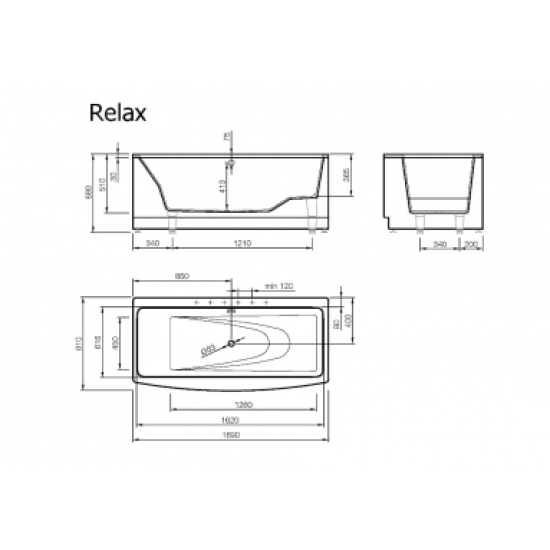 Akmens masės vonia Vispool Relax, 170x80 balta