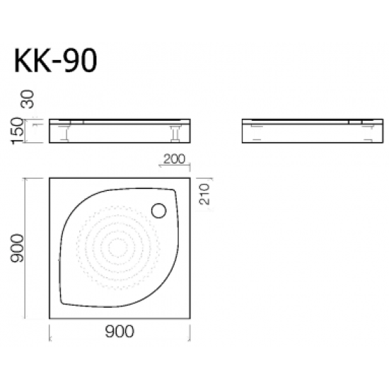 Akmens masės dušo padėklas Vispool, KK-90
