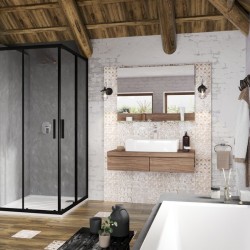 Kvadratinė dušo kabina Ravak Blix Slim, BLSRV2-80 juoda+ stiklas Transparent