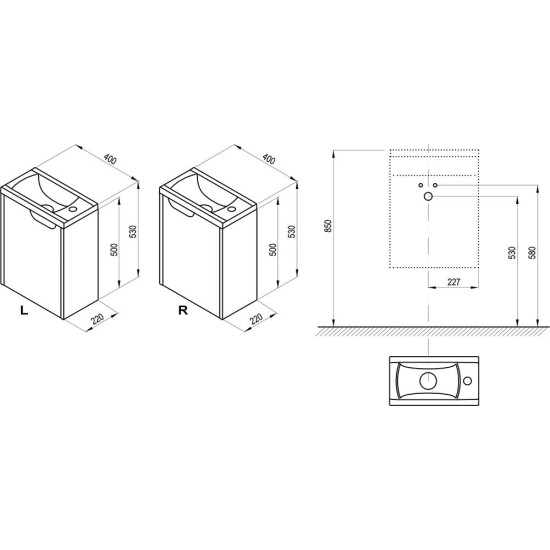 Praustuvo spintelė Ravak SD Classic II Mini, 400 L (kairysis) baltas