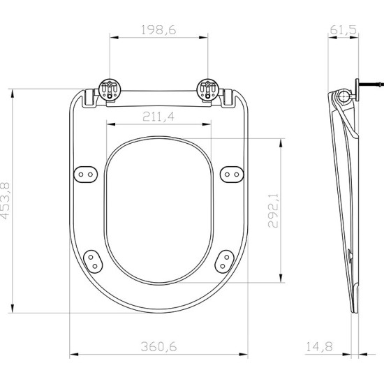 WC dangtis Ravak, Uni Chrome Flat, juodas
