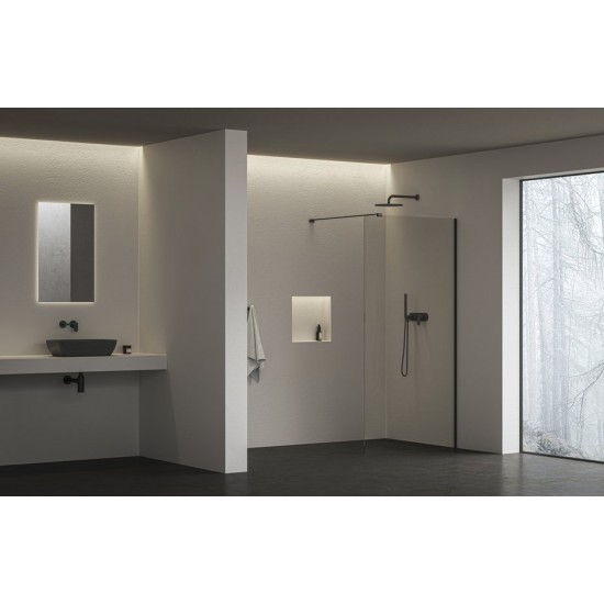 Dušo kabina Walk-In Air Wall, 90, Walk-In Air Wall 90 juodas+Transparent