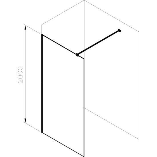 Dušo kabina Walk-In Air Wall, 100, Walk-In Air Wall 100 juodas+Transparent