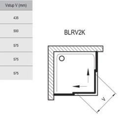 Stačiakampės dušo kabinos sienelė Ravak Blix, BLRV2K-80, balta+stiklas Transparent