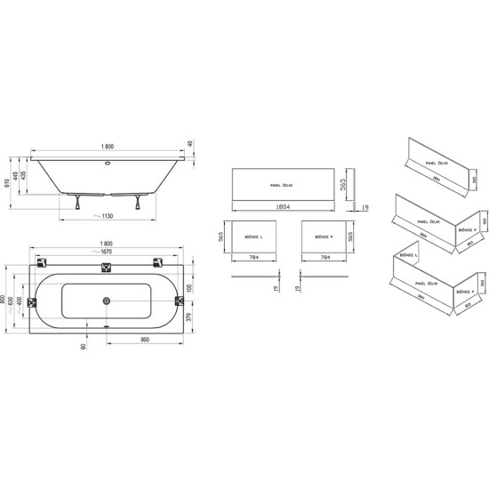 Stačiakampė vonia Ravak City, 180x80